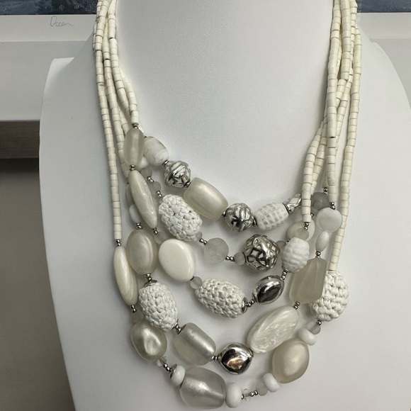 Chicos, necklace to white and silver, multi strand necklace, unique and stunning - Picture 3 of 13